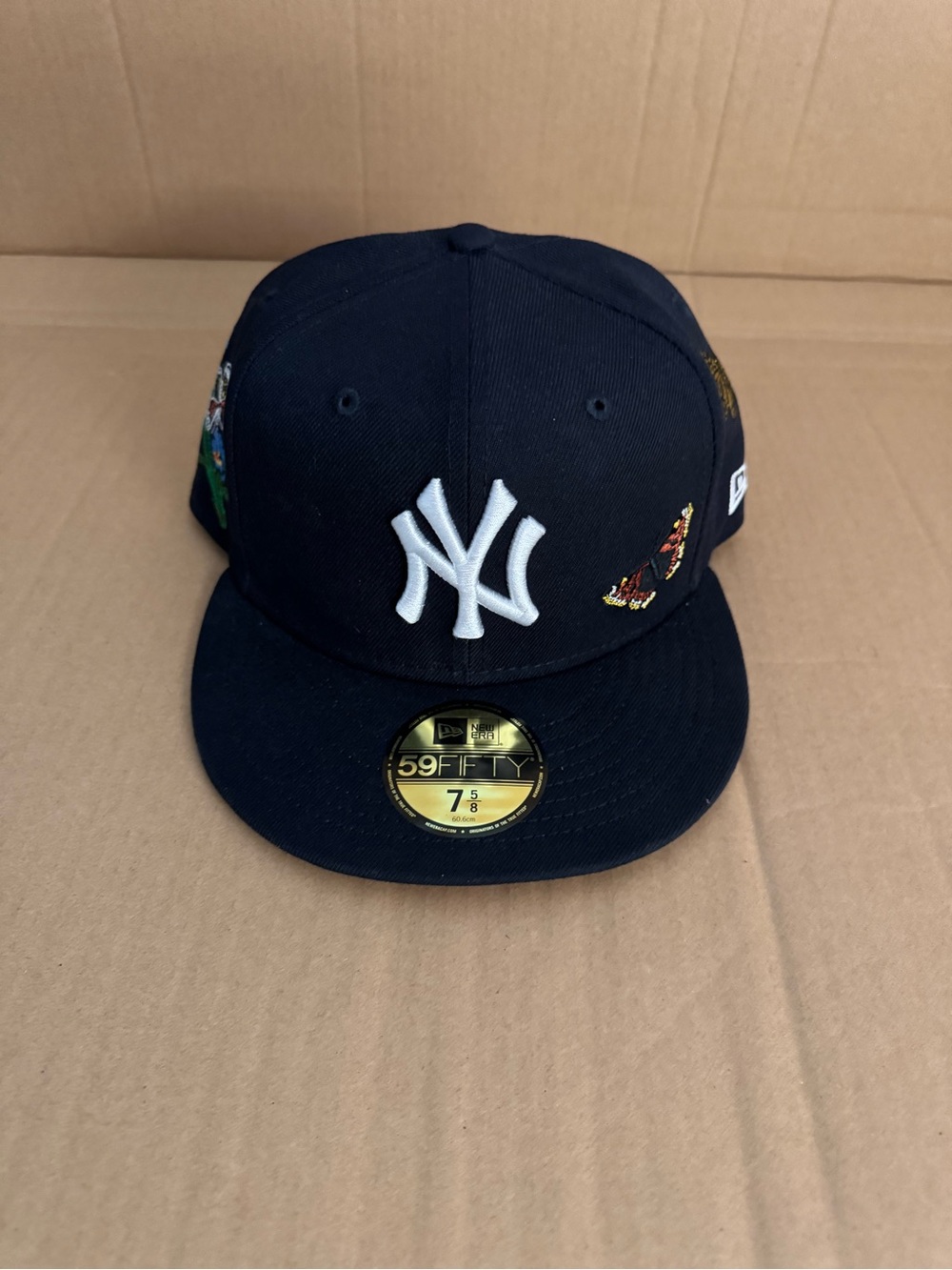 New York Yankees New Era FELT Butterfly Navy 59FIFTY Fitted Hat Men’s Size 7 5/8